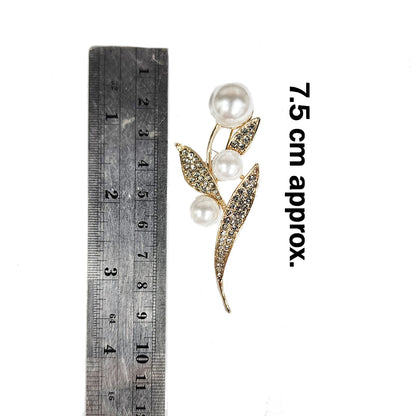 Stone and Pearl work Designer Brooch Lapel Pin Package of 1 piece