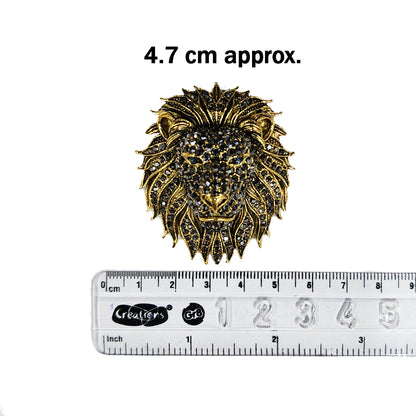 Premium Gold Lion Face Brooch Lapel Pin with back pin