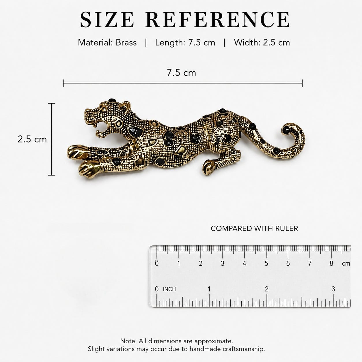 Gold leopard brooch with textured detailing