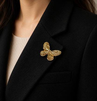 Classic Gold Butterfly Fashion Brooch