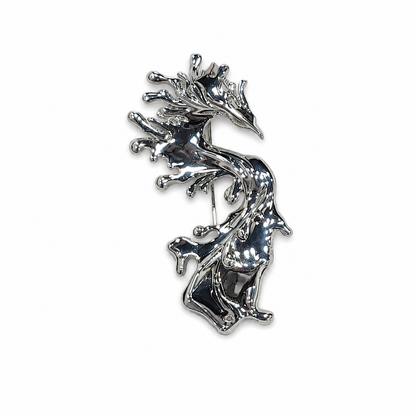 Silver Abstract Phoenix Brooch