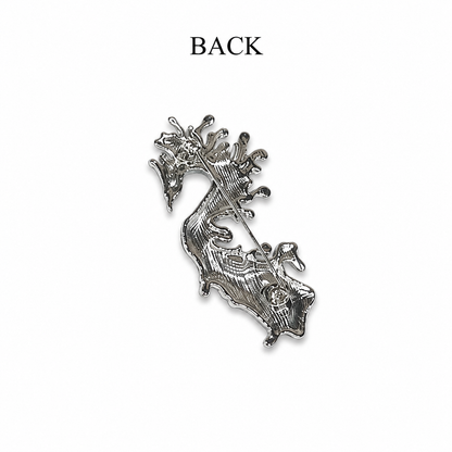 Silver Abstract Phoenix Brooch