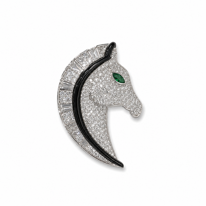 Crystal Stallion Head Brooch Pin (1 piece )