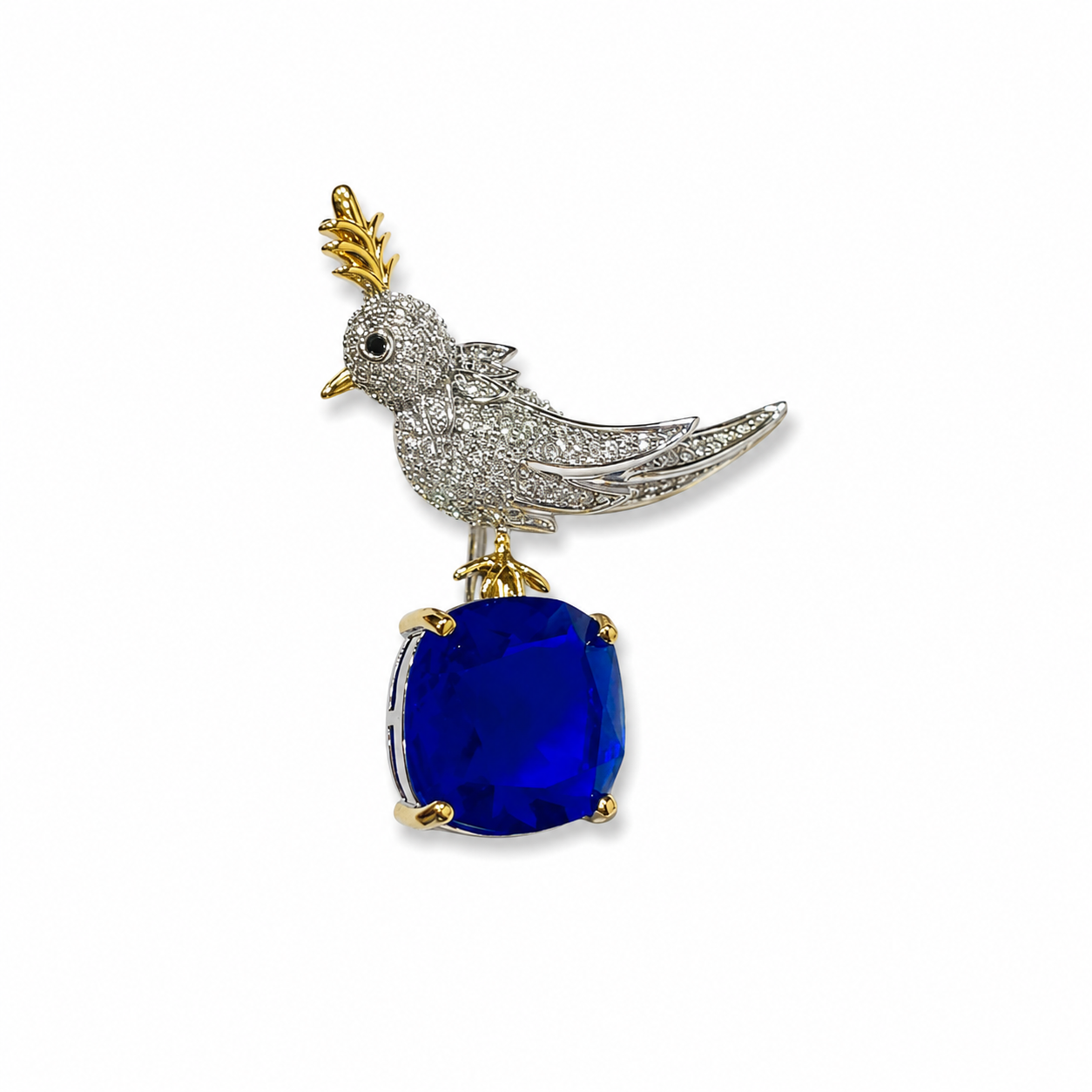 Royal Blue Gem Bird Brooch (1 Piece )