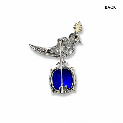 Royal Blue Gem Bird Brooch (1 Piece )