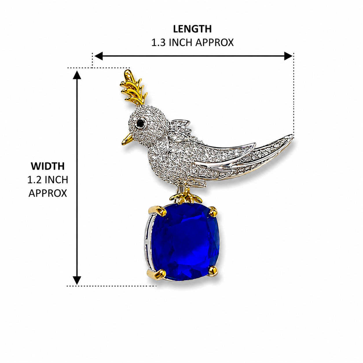 Royal Blue Gem Bird Brooch (1 Piece )