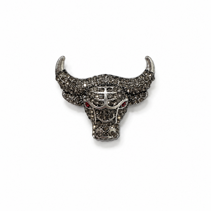 Premium metal bull head design with rhinestone detailing