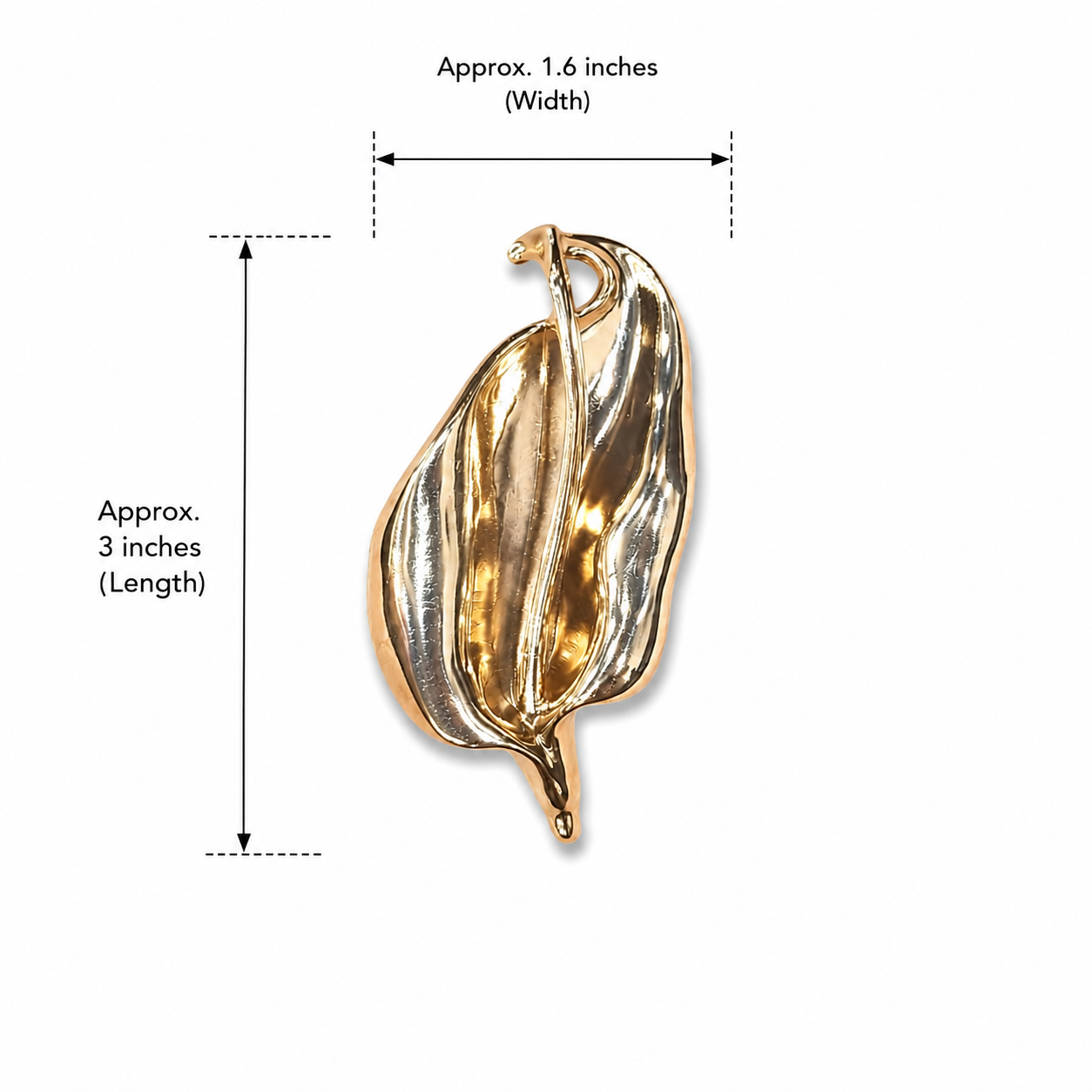 Abstract Calla Lily Gold Metal Brooch Pin