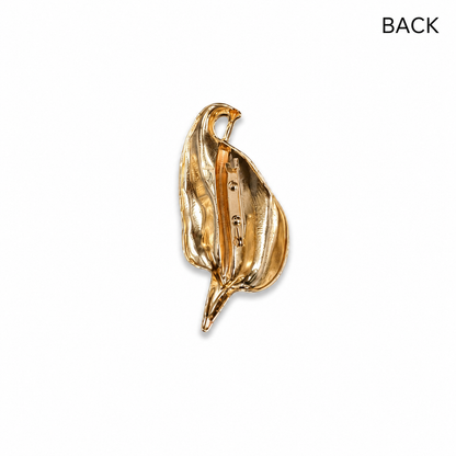 Abstract Calla Lily Gold Metal Brooch Pin