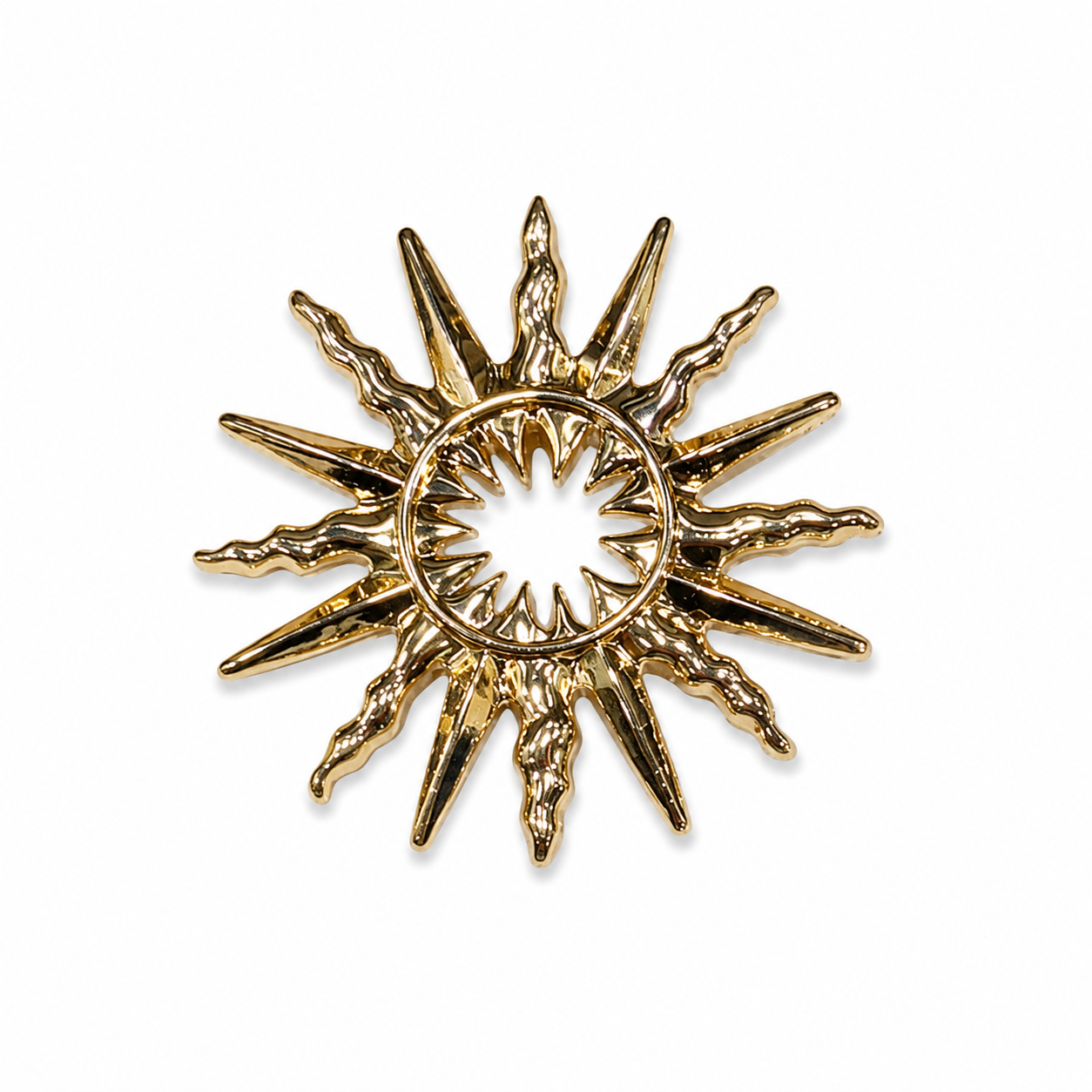 Golden Celestial Sun Brooch Pin