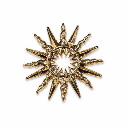 Golden Celestial Sun Brooch Pin