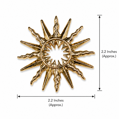 Golden Celestial Sun Brooch Pin