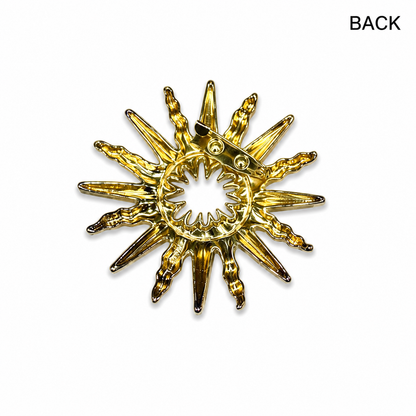Golden Celestial Sun Brooch Pin