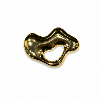 Abstract Gold Tone Hollow Statement Brooch Pin