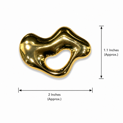 Abstract Gold Tone Hollow Statement Brooch Pin