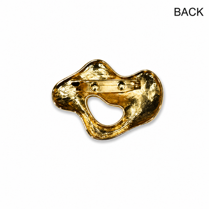 Abstract Gold Tone Hollow Statement Brooch Pin