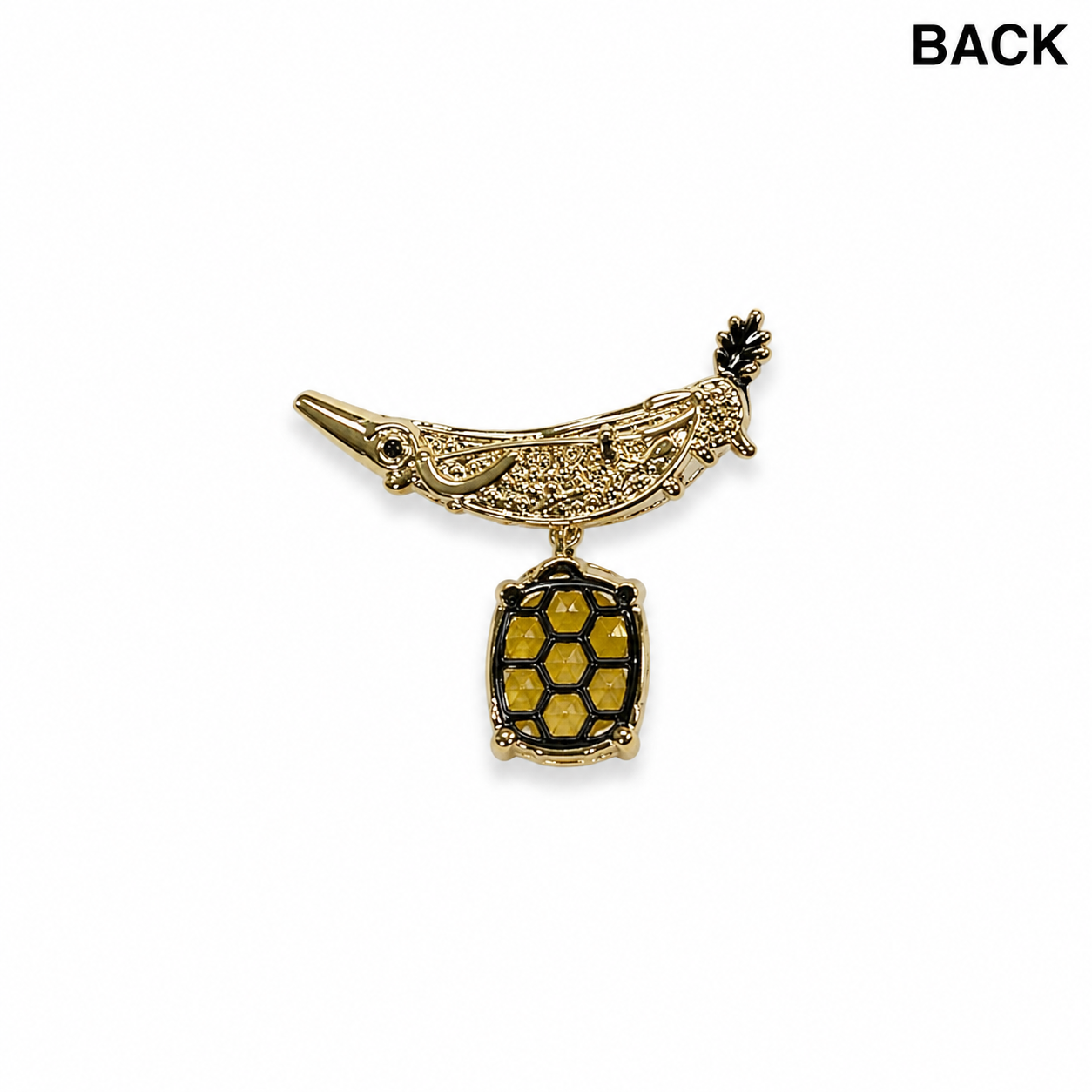 Elegant golden Bird Crystal Brooch with Yellow Gemstone (1 piece)