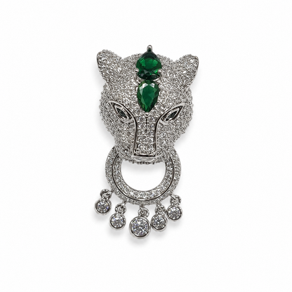 Elegant Panther Emerald Green Crystal Rhinestone Brooch (1 piece)