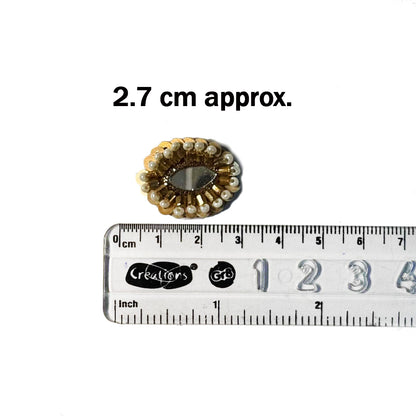 Eye Shape Mirror and Beads work Small Butti Patches 10 Pieces