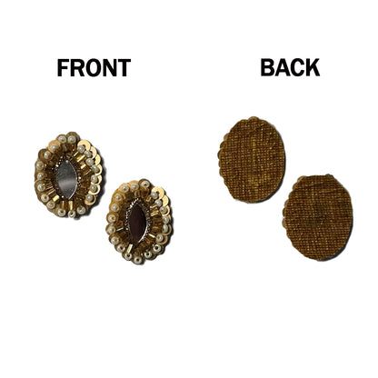 Eye Shape Mirror and Beads work Small Butti Patches 10 Pieces