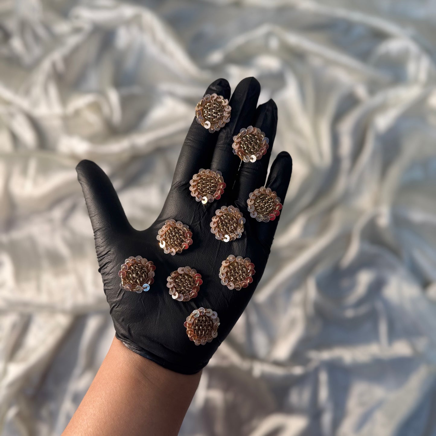 Pack of 10 Pcs Rose Gold Round Sequins work Butti Patches