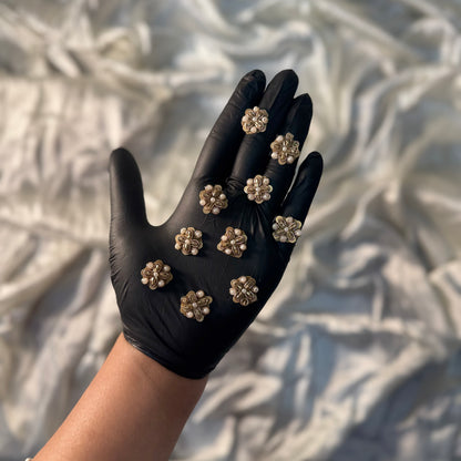 Golden Flower Shape Small Butti Patches 20 Pieces