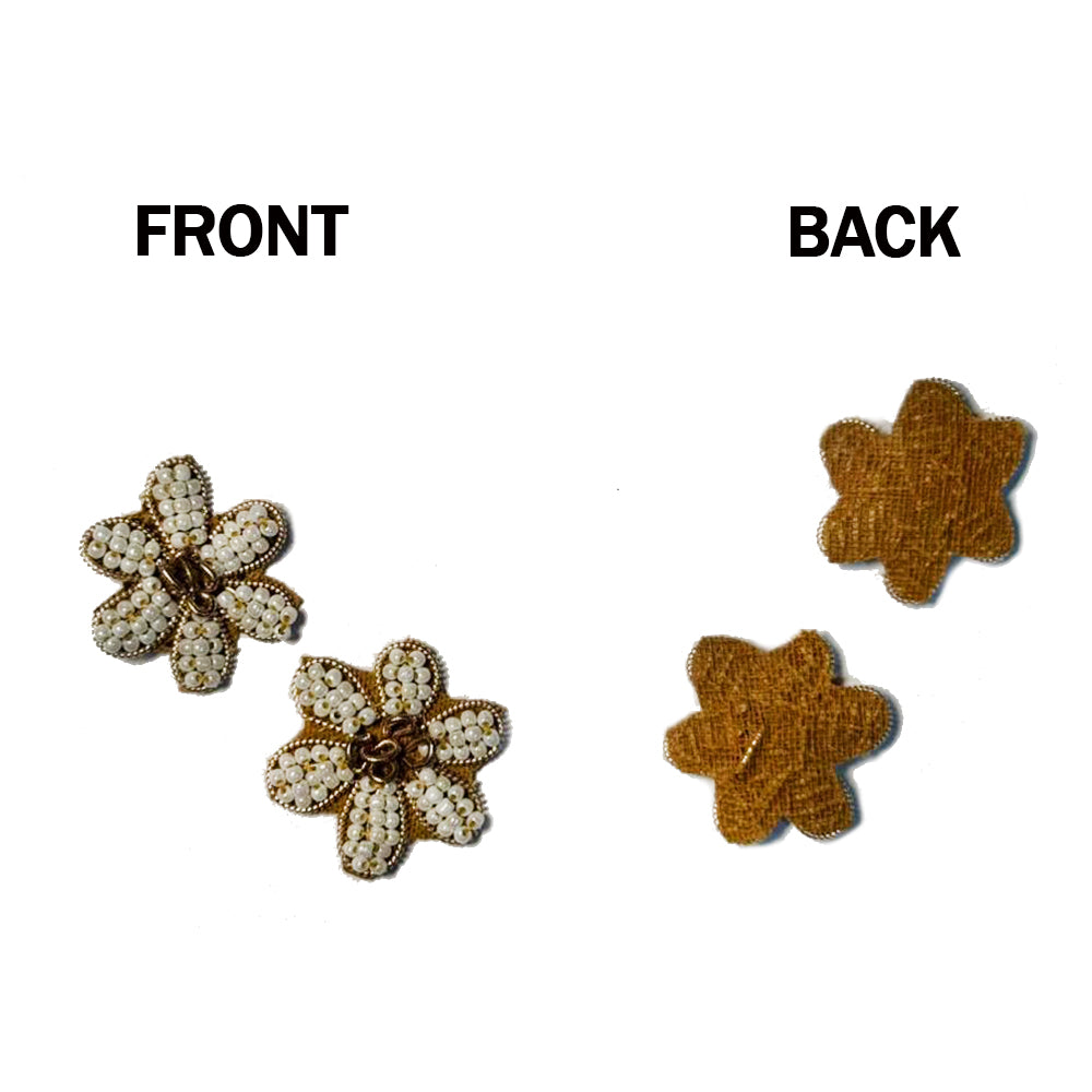 White Moti work Small Flower Patch 10 Pcs