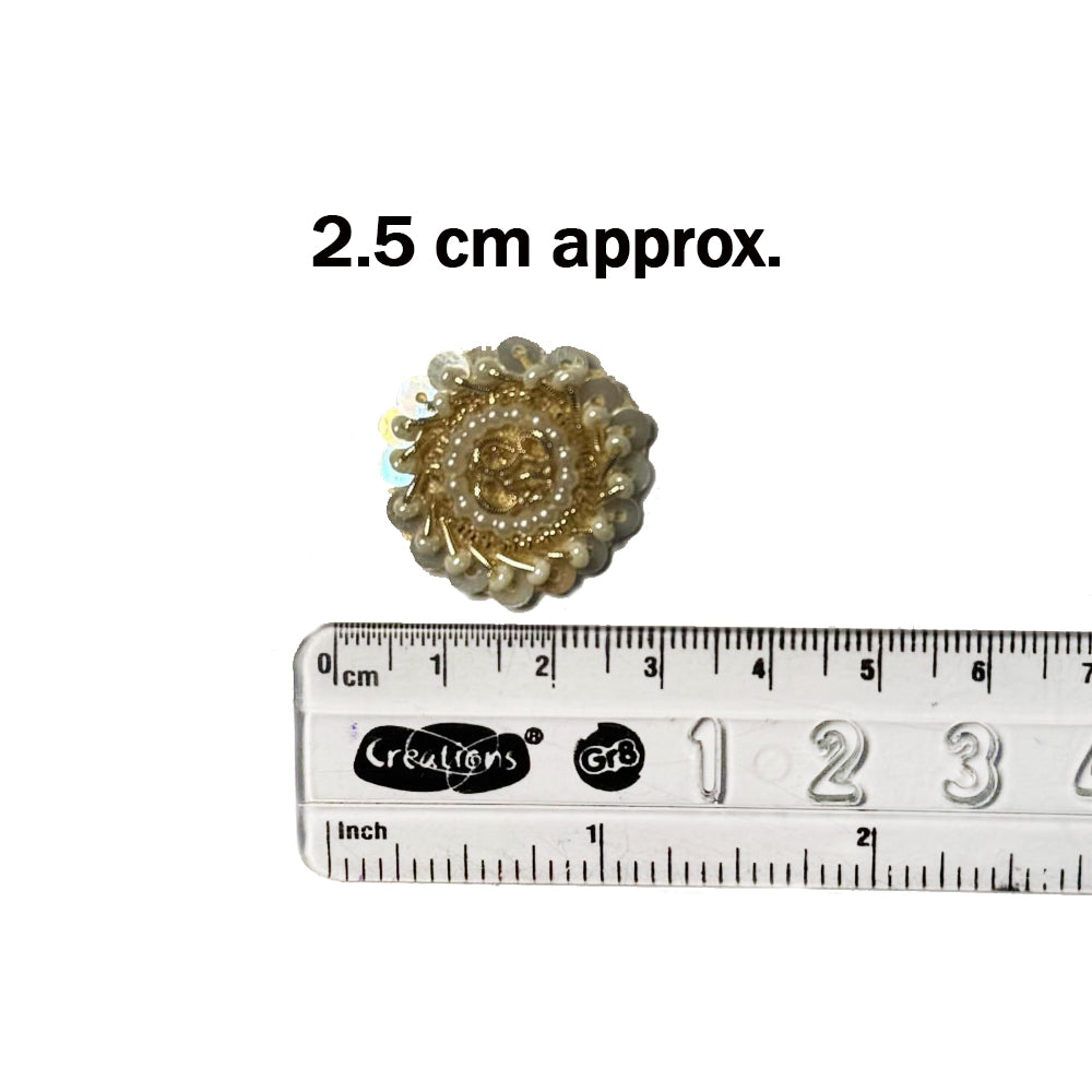 Light Golden Round Moti work Small Butti Patches 25 Pc