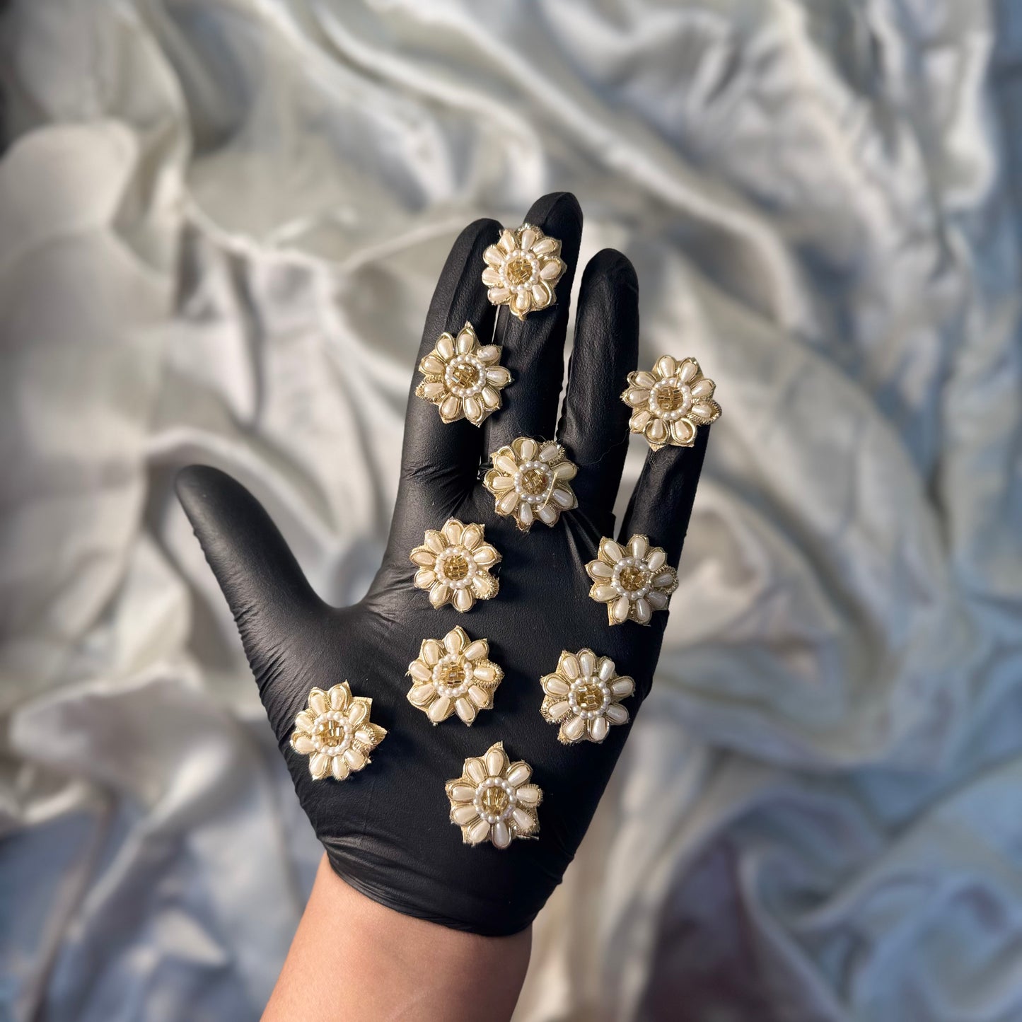 Moti and Pearl work Flower Butti Patch