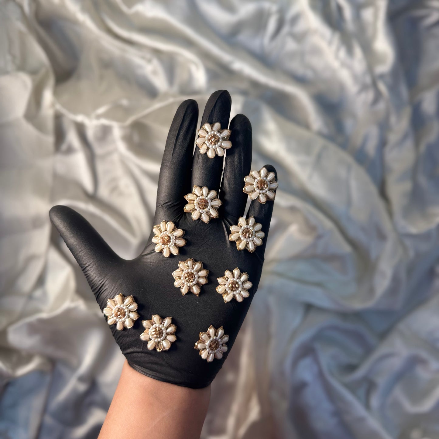 Moti and Pearl work Flower Butti Patch
