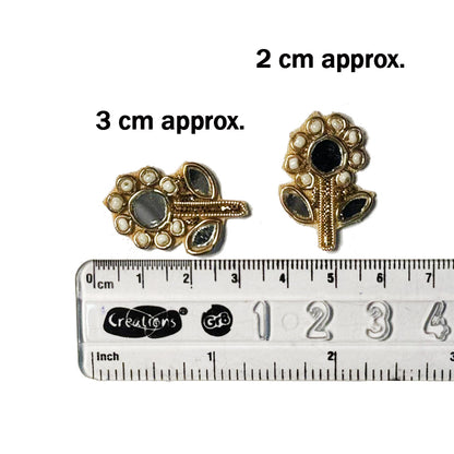 Mirror and Beads Flower Butti Patches 10 Pieces