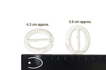 White Printed Oval Shape Plastic Buckles 4 pcs