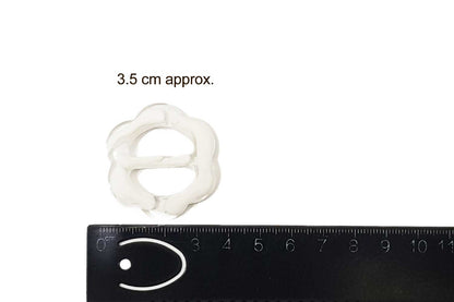 White Printed Flower Shape Plastic Buckles 4 pcs