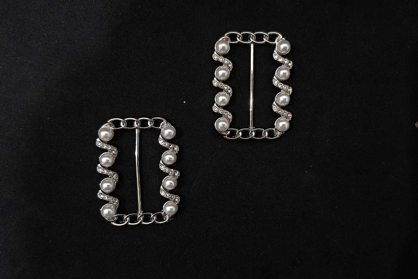Rectangle Pearl Work Buckle for Dresses, Scarves & Crafts