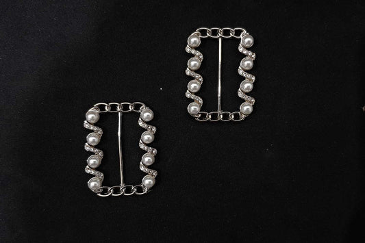 Rectangle Pearl Work Buckle for Dresses, Scarves & Crafts