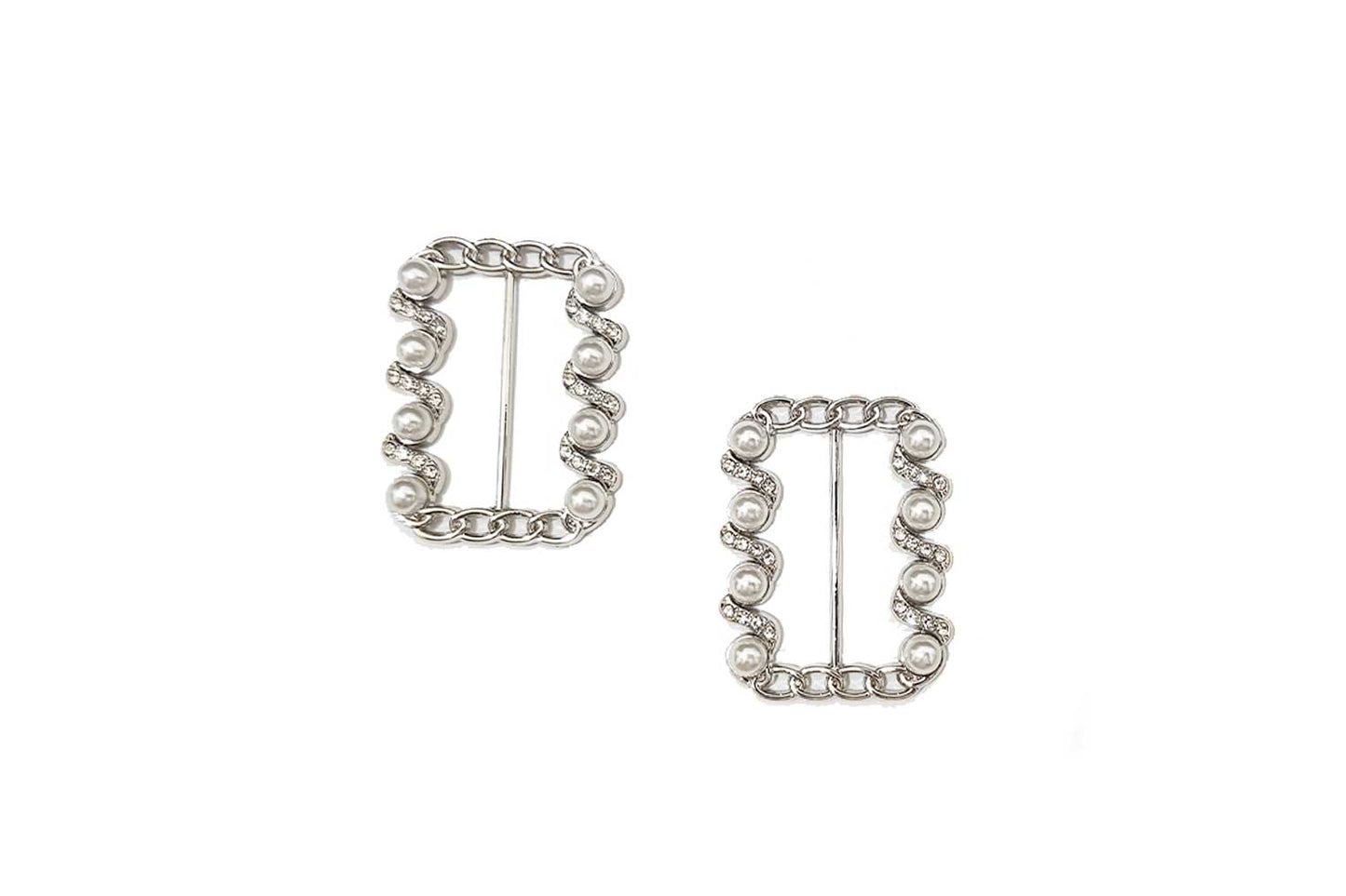 Rectangle Pearl Work Buckle for Dresses, Scarves & Crafts