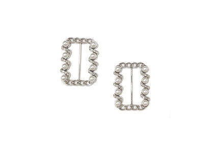 Rectangle Pearl Work Buckle for Dresses, Scarves & Crafts