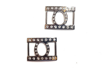 Rectangle Stonework Metal Buckle 2 Pcs