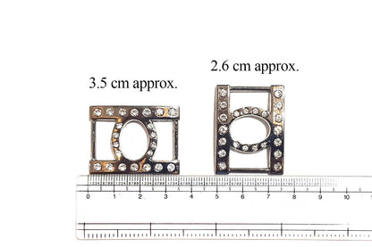 Rectangle Stonework Metal Buckle 2 Pcs