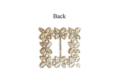 Square Shape Glass Stones work Fancy Metal Buckles