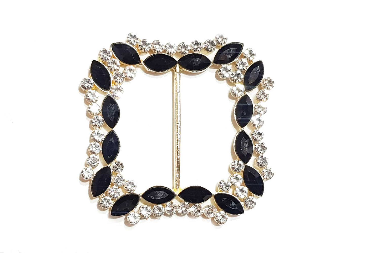 Square Shape Glass Stonework Fancy Metal Buckle