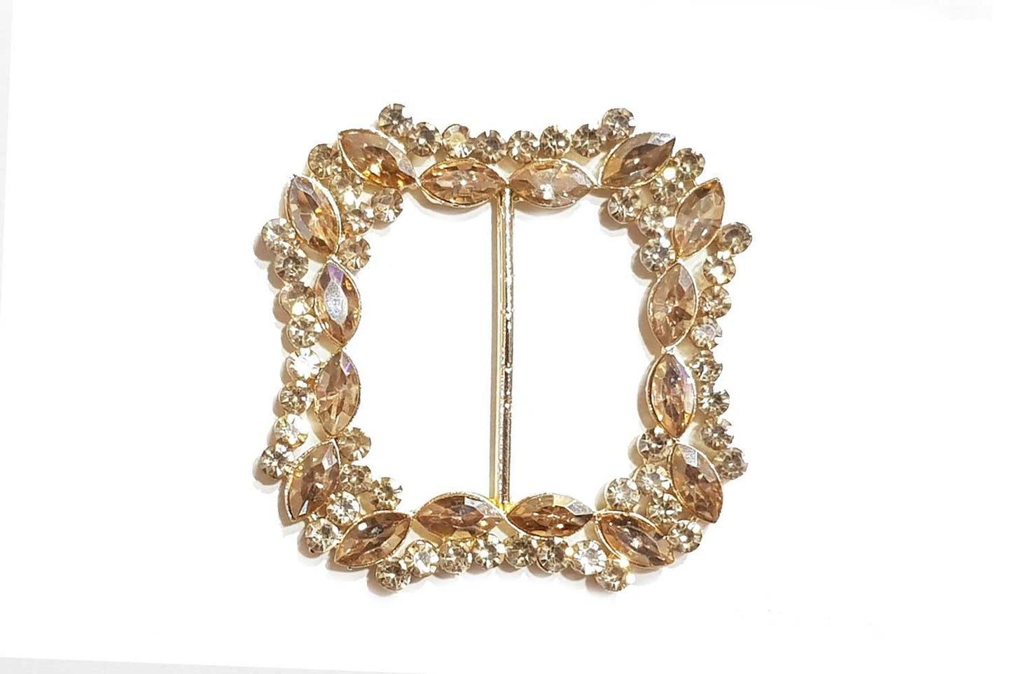 Square Shape Glass Stonework Fancy Metal Buckle