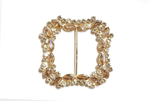 Square Shape Glass Stonework Fancy Metal Buckle