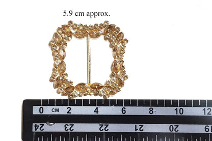 Square Shape Glass Stonework Fancy Metal Buckle