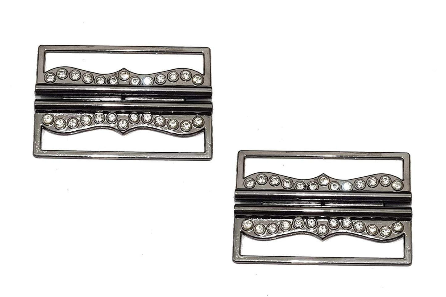 Metallic Grey Color Rectangle Shape Metal Buckle 2 Pcs