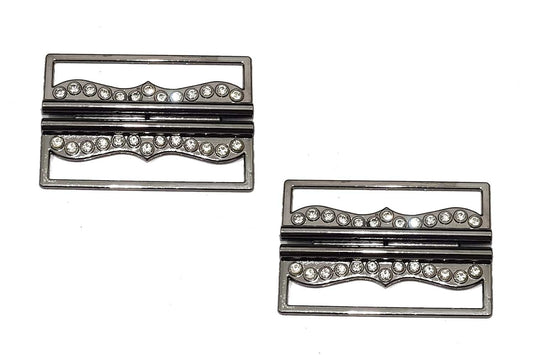 Metallic Grey Color Rectangle Shape Metal Buckle 2 Pcs