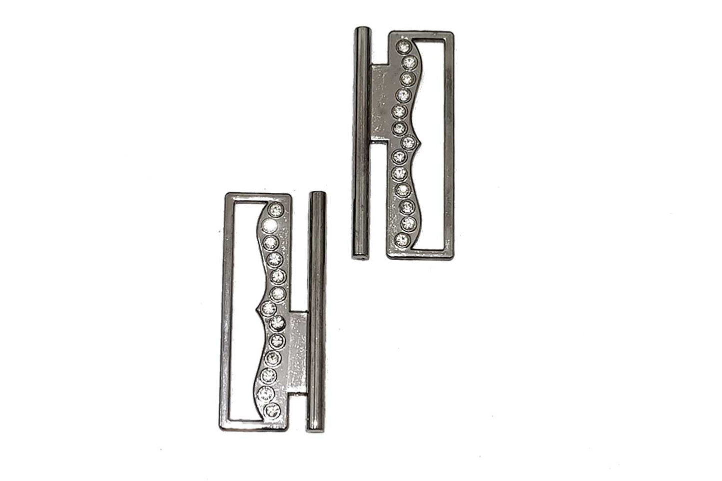 Metallic Grey Color Rectangle Shape Metal Buckle 2 Pcs