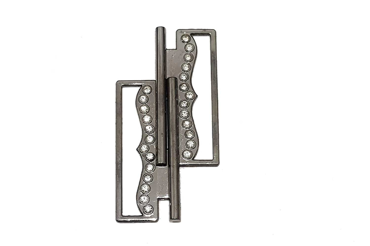 Metallic Grey Color Rectangle Shape Metal Buckle 2 Pcs