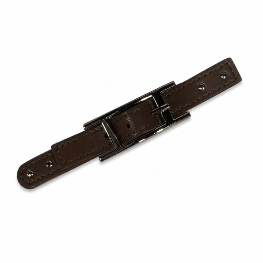 Vintage Brown Leather Decorative Buckle Closure (1 piece)