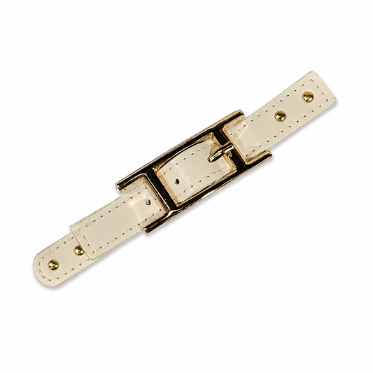 Vintage Cream Leather Decorative Buckle Closure (1 piece)